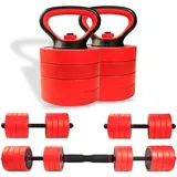 CCLIFE Eisen Hanteln Set Multifunktional verstellbar mit Verbindungsstahlrohr Kettlebell-Griff Kurzhanteln Langhanteln Hantelset professionell Dumbbell Gewichten