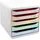 Exacompta 309913D Premium Ablagebox mit 5 Schubladen für DIN A4+ Dokumente. Stapelbare Schubladenbox mit hoher Kapazität für mehr Platz auf dem Schreibtisch Big Box Plus Black Office Weiß-Bunt