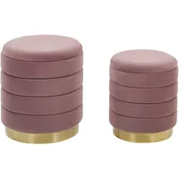 Beliani Pouf GARLAND 2er Set Rosa Samtstoff