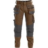 DASSY DASSY® FLUX Multitaschen-Bundhose mit Stretch und Kniepolstertaschen - lehmbraun/anthrazitgrau - 56