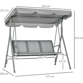 Outsunny Hollywoodschaukel Grau 3-Sitzer