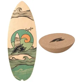 F2 Set Balance Board Halfshell 88x32cm mit Kork Halbkugel