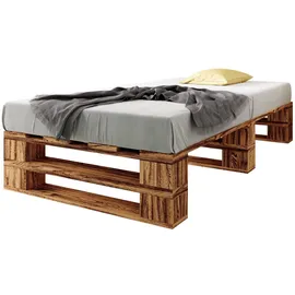 sunnypillow Palettenbett M2 aus Holz 80 x 200 cm mit Lattenrost Stabiles Seniorenbett Kinderbett Jugendbett Gästebett erhöhtes Einzelbett Bettges...