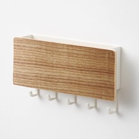 SchlüSselbrett Modern Wand Schlüsselhaken SchlüSselbrett Holz SchlüSselhaken für Die Wand Schlüsselhalter aus Holz mit 5 Kunststoffhaken, um den Postordner mit dem Schlüsselhaken zu kombinieren