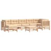 vidaXL 8-tlg Garten-Lounge-Set mit Kissen Massivholz Modell 3