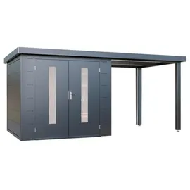 Wolff Finnhaus Premium Metall Gartenhaus Elvar 4824 Anthrazit