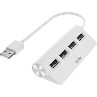 Hama 4 Ports, USB 2.0, 480 Mbit/s, Weiß