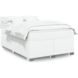 vidaXL Boxspringbett mit Matratze Weiß 140x200 cm Kunstleder