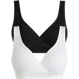 bonprix Still-BH BONPRIX, Damen, Gr. XL, N-Gr, schwarz (schwarz, weiß), Obermaterial: 93% Polyamid, 7% Elasthan, BHs Still-BH, im praktischen 2er-Pack, nahtloses Design, mit Elasthan-Anteil