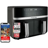 Russell Hobbs Heißluftfritteuse 2 Kammern 9L Rapid AirFryer [2 Fächer je 4,5l, sehr leiser Betrieb, 9 Programme] SatisFry Fritteuse (spülmaschinenfest, Match & Synchronisierungsfunktion) 27681-56