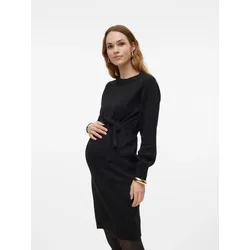 Umstandskleid MAMALICIOUS "MLNEWANNE L/S ABK KNIT DRESS A. NOOS", Damen, Gr. XS (34), N-Gr, schwarz, Strick, Obermaterial: 50% Polyacryl, 50% Polyester, unifarben, modisch, regular fit kurz, Rundhals, Langarm, Kleider