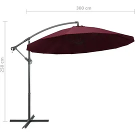 vidaXL Ampelschirm Ø 300 cm Burgunderrot
