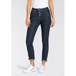 5-Pocket-Jeans PLEASE JEANS, Damen, Gr. XS (34), N-Gr, blau (dk blau), Denim/Jeans, Obermaterial: 98% Baumwolle, 2% Elasthan, Abriebeffekte, casual, figurbetont, Jeans, Sichtbare Knopfleiste