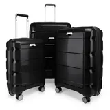 Hauptstadtkoffer - Britz - 3er Koffer-Set Trolley-Set Rollkoffer Reisekoffer Erweiterbar, TSA, 4 Rollen, (S, M & L), Schwarz