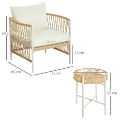 Outsunny - Gartenmöbel-Set - 72Lx66Wx64Hcm - Gelb