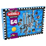 Marble Racetrax 869034 - Murmel Mania Rennbahn Starter Set 64 teilig, Kugelbahn mit 9 Meter Laufstrecke, 5 Murmeln, Murmelbahn Bastelset, Bauset aus FSC Karton, Konstruktionsset für Kinder ab 10 Jahre