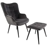 HC Home & Living Hochlehnsessel Ella mit Hocker, anthrazit