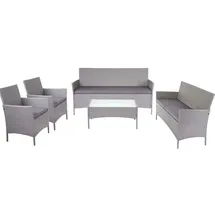 Mendler 3-2-1-1 Poly-Rattan Garten-Garnitur Halden, Lounge-Set Sitzgruppe Sofa ~ grau, Kissen anthrazit