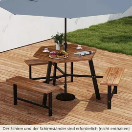 Costway Picknicktisch Set 4-tlg. Braun/Schwarz