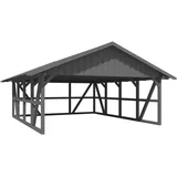 SKANHOLZ Skan Holz Carport Schwarzwald m. Dachschalung u. Rückwand 684 x 772 cm Grau