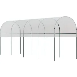 Outsunny Tomatengewächshaus Stahl Weiß PE 400 cm 5,44 m2