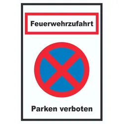 Feuerwehrzufahrt Parken verboten Schild A3 (297x420mm)