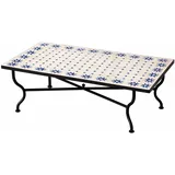 Orientalischer Mosaiktisch Soleil Natur/ Blau, 120x80cm, 45cm hoch