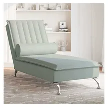 vidaXL Massage-Chaiselongue mit Nackenrolle Hellgrau Samt