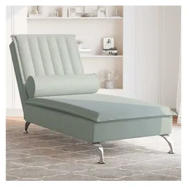 vidaXL Massage-Chaiselongue mit Nackenrolle Hellgrau Samt