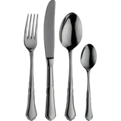 Besteck-Set PINTINOX "Settecenteo Treasure Titan", grau (anthrazit), 30 tlg., Edelstahl 18/10, Essbesteck-Sets, Optik Titan PVD Beschichtung
