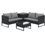 Svita KANSAS Rattanlounge Gartenmöbel Set Gartensofa Polyrattan Schwarz
