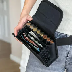 HMF 48811-02 Kellnertasche, Kellnerbörse, Reißverschlussfach, Tragegurt, 20,5 cm x 6,5 cm x 10 cm, Schwarz