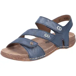Sandale RIEKER, Damen, Gr. 38, blau, Leder, casual, Schuhe, Sommerschuh, Sandalette mit praktischen Klettverschlüssen