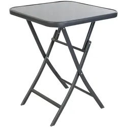 Mojawo Bistrotisch Klapptisch wetterfest Dunkelgrau Glas / Metall 60x60xH70cm