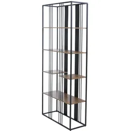 Mendler HWC-P12 Bücherschrank 180 x 80 x 31 cm Schwarz/Braun Holz/Metall