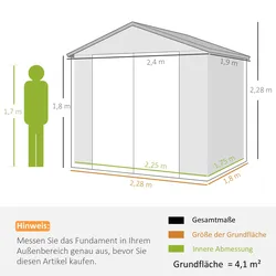 Outsunny - Gerätehaus - 240Lx190Wx228Hcm - Grau