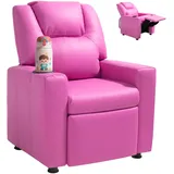 Vevor Liegestuhl Kindersessel PU-Leder 101 x 121 x 41 cm Rosa mit Fußstütze