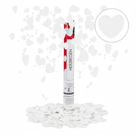 Relaxdays Party Popper 40 cm Herzen Weiß