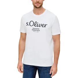 S.Oliver Herren T-Shirt mit Label-Print, Weiss, 3XL