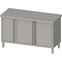 Stalgast Arbeitsschrank mit Flügeltüren, 1400x700x850 mm, mit Flügeltürschrank links, ohne Aufkantung, verschweißt
