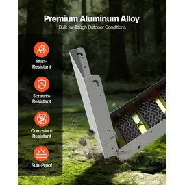 Vevor Highbanker Goldwaschset 127 cm (50 Zoll), 3-in-1 Faltbare Goldwaschrinne aus Aluminiumlegierung, 26-tlg. Tragbares Prospektionsset mit Goldwaschpfannen, Klassiersieb, Magnet, Rucksack, Zubehör