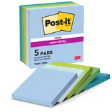 Post-it Super Sticky Notes Oasis 76 x 76 mm Sortiert 90 Blatt 5 Stück