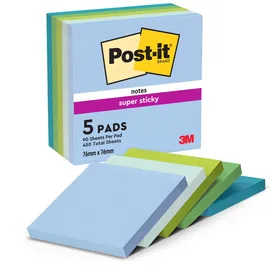 Post-it Super Sticky Notes Oasis 76 x 76 mm Sortiert 90 Blatt 5 Stück