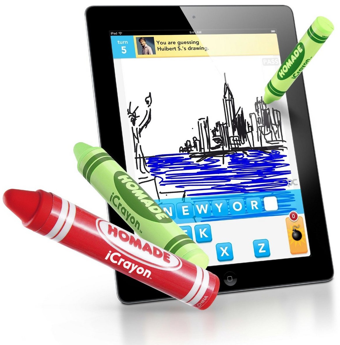 Thumbs Up Eingabestift iCrayon (schwarz) Stift für Smartphones und Tablets