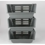 Buri Aufbewahrungsbox 3x Stapelkörbe grau