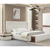 Xlmoebel Schlafzimmer-Set Weiße Schlafzimmer-Sitzbank mit 2 Nachttischen im modernen Design, (4tlg. Schlafzimmer Set (Bett + 2x Nachttische + Sitzbank), Hergestellt in Europa weiß