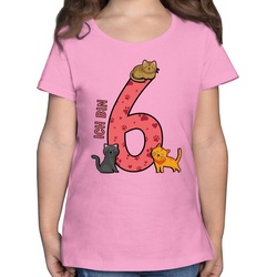 Shirtracer T-Shirt Katzen Sechster – 6. Geburtstag – Mädchen Kinder T-Shirt shirt 6 jahre mädchen – katzen t-shirt lustig rosa 116 (5/6 Jahre)