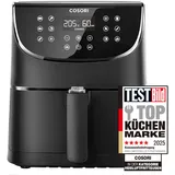 COSORI Heißluftfritteuse Airfryer, Testsieger 2024, 11-in-1 Air Fryer XXL 5,5L, Friteuse Heissluftfritteuse mit Shake-Reminder, 100 Rezepte, 55 Prozent energiesparend, spülmaschinenfest, CP158-AF