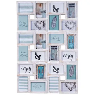 levandeo Bilderrahmen Collage 24 Fotos 10x15cm Weiß Gold Vintage Look Fotorahmen Galerie Wanddeko Fotogalerie