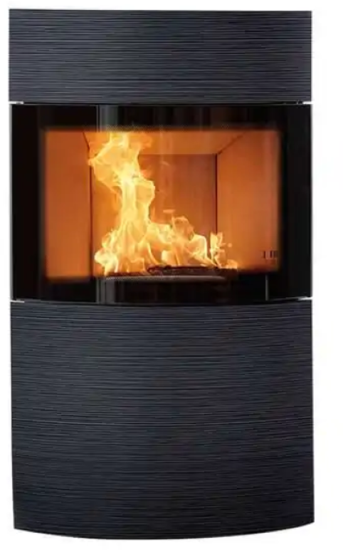 AUSTROFLAMM Kaminofen | Fynn Xtra 2.0 | Keramikfront Rille-Schwarz | 6,0 kW